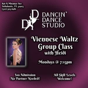 V Waltz group classes with Heidi Mondays at 7:15pm